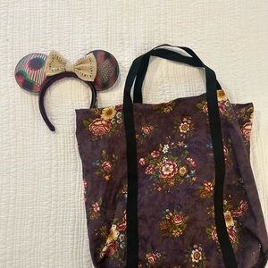 Floral Kids Tote Bag with Disney Mouse Ears Headband